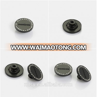 shank button simple design black denim button with rhinestone Brightness A1-80018