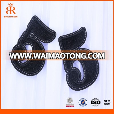 Number horsehair patches customized embroidery patches hot selling patches