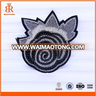 Custom sew on embroidery patches beads embroidered flower patches for clothing